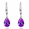 14k white gold plated 925 sterling silver 12mm pear shape naked drill swarovski element crystal dangle earrings for women (earrings purple color)