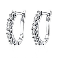14k white gold plated small hoop earrings for women huggie earrings piercings with clear cubic zirconia,  best ideas (white gold-plated)