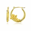 14k yellow gold 2.50mm thick cherub hoop earrings with hinged clasp 2.50x20mm hoop cherub hoop earrings solid gold earrings for women and girls