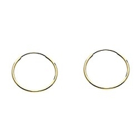 14k yellow gold endless hoop earrings,  16mm