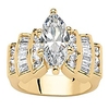 14k yellow gold plated marquise cut cubic zirconia step top engagement ring size 5