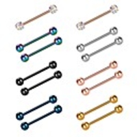 14pcs 14g 18mm tongue rings nipple straight barbells surgical steel body piercing jewelry
