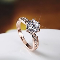 1.5 carat cz diamond cut cubic zirconia engagement rings for women, silver/18k rose gold plated dainty promise solitaire wedding ring band (rose gold,  8.5) miniinthebox