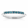 1/5 cttw blue diamond ring wedding band. 925 sterling silver bridal 9 stones size 9