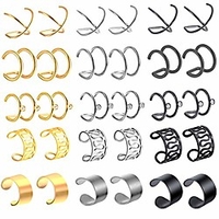 15 pairs stainless steel ear cuff for men women non piercing helix ear clip fake cartilage earrings for teen