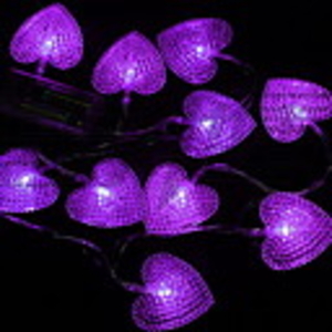 1.5M 10 Heads Purple Hearts LED String Light (Use Battery)(CIS-84085)