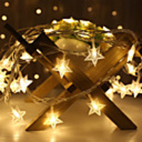 1.5M 3M LED Fairy Lights String Garland Star Indoor Light Flexible String Twinkle Garlands Decor Christmas Xmas Holiday Party Wedding Warm White Lighting AA Battery Power (come without battery)
