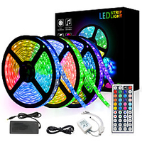 15m 3x5m LED Light Strips RGB Tiktok Lights 5050 SMD 450 Leds 10mm Strip Fexible Light Led Tape not-waterproof DC 12V 450leds with 44key IR Remote Controller Kit