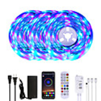 15M(3x5M) RGB LED Strip Lights Music Sync Smart LED Lights Tiktok Lights 900LEDs SMD 2835 Color Changing with 24 keys Remote Bluetooth Controller for Home Bedroom TV Back Lights DIY Deco
