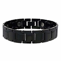 15mm tungsten carbide mens bracelet wide black finished bar link magnetic bracelet (size 8,  9 inches),  8