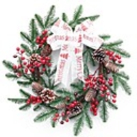 16-inch Indoor Artificial Snow Flocked Christmas Pine Wreath for Home Decoration and Party Decor