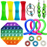 16 pcs Sensory Fidget Toys Set Pop Bubble Soybean Squeeze Stress Relief Balls with Fidget Hand Toys for Kids Adults Calming Toys for ADHD Autism Anxiety Relief miniinthebox