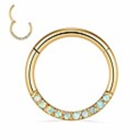 16g 10mm gold opal hinged clicker ring surgical steel septum daith helix cartilage tragus smiley piercing