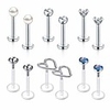 16g plastic tragus earrings clear labret lip studs cartilage helix earring cz flexible conch earlobe bioflex medusa monroe piercing jewelry 1/4 5/16 3/8 6mm 8mm 10mm (set b5-10mm -silver)