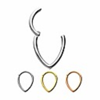 16g tear drop stainless steel hinged segment ring for septum,  lip,  eyebrow,  and ear piercings (rose gold plated)