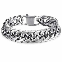 16mm mens bracelet chain 316l stainless steel black color punk double curb cuban rombo link fits 6inch wrist