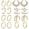 16pcs stainless steel fake nose ring hoop clip on cuff earrings cartilage septum ring tragus ear faux piercing body jewelry g