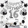 16th birthday decorations supplies silver – sweet silver 16 birthday party,  number 16 balloon,  happy birthday banner,  cake topper,  latex/confetti balloon,  star balloon,  sash for boy/girl 16 years old