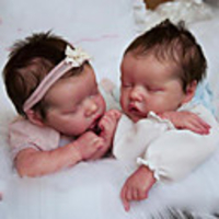 17 inch Reborn Doll Baby Toddler Toy Baby Boy Reborn Baby Doll Twins A Newborn lifelike Hand Made Simulation Floppy Head Cloth Silicone Vinyl with Clothes and Accessories for Girls