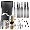 17-Piece Lock Pick Set Aulola Padlock Picking Tools Kit with 2 Transparent Training Locks for Beginner and Pro Locksmiths