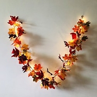 1.7M 20LEDs Autumn Maple Leaf Rattan LED String Lights 5pcs 2pcs Holiday Party Garden Thanksgiving Harvest Festival Decorative Light without Battery