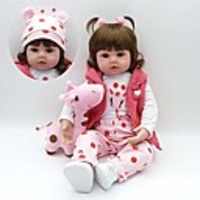 18 inch NPK DOLL Reborn Doll Girl Doll Baby Girl Newborn lifelike Cute Handmade Child Safe Cloth 3/4 Silicone Limbs and Cotton Filled Body with Clothes and Accessories for Girls