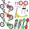 18 pcs Finger skateboards Mini fingerboards Finger bikes Finger Toys Plastics Alloy Office Desk Toys with Replacement Wheels and Tools Party Favors Kid