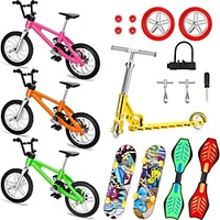 18 pcs Finger skateboards Mini fingerboards Finger bikes Finger Toys Plastics Alloy Office Desk Toys with Replacement Wheels and Tools Party Favors Kid