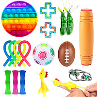 18 pcs Sensory Fidget Toys Set Bundle-DNA Pop Bubble Soybean Squeeze Stress Relief Balls with Fidget Hand Toys for Kids Adults Calming Toys for ADHD Autism Anxiety Relief miniinthebox