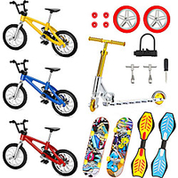 18 Pieces Mini Finger Toys Set Finger Skateboards Finger Bikes Scooter Tiny Swing Board Fingertip Movement Party Favors Replacement Wheels and Tools miniinthebox