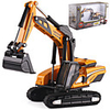 1:87 Alloy Excavator Toy Truck Construction Vehicle Pull Back Vehicle Simulation Music Light All Adults Kids Car Toys