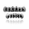 18k gold plated hip hop custom fit polished teeth grillz set caps with 4 silicon molding bars grills for your teeth (black 6 fangs)
