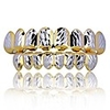 18k gold plated hip hop diamond cut rugged 8 teeth top and bottom grillz set (goldamp;silver)