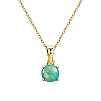 18k gold plated opal pendant necklace 4 prongs setting solitaire fine jewelry for women