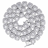 18k gold plated square halo necklace with round cut cubic zirconia jumbo lab simulated diamond iced out chain (white gold,  18)
