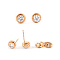 18K Gold Titanium Steel Colored Diamond Earrings