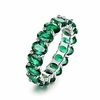 18k rhodium plated eternity oval cut/emerald cut created-gemstone ring (emerald cut morganite,  8)
