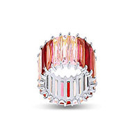 18k white gold plated emerald-cut multi color aaa created-gemstone eternity ring rainbow ring size-7