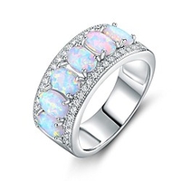 18k white gold plated oval-cut created fire opal amp; cubic zirconia ring (white gold,  8)