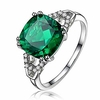 18k white gold plating square gemstone green emerald blue topaz sapphire excellent cut cubic zirconia cz promise wedding bands engagement ring for women with box packing size 6-10 (green,  8)