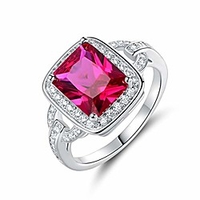 18k white gold/rose gold plated created gemstone cubic zirconia statement ring (ruby,  10)