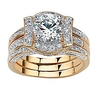 18k yellow gold plated round cubic zirconia vintage style jacket bridal ring set size 9
