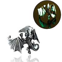 18mm adjustable vintage glow in the dark luminous dragon rings for men women rings (antique silver yellow and green)