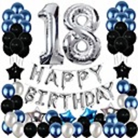 18th birthday decorations,  18th birthday party pack 18th birthday gifts include silver number 18 balloons suitable for girls boys women men(80 pack party supplies)