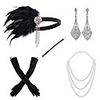 1920s flapper gatsby costume accessories set 20s flapper headband pearl necklace gloves cigarette holder (bj)