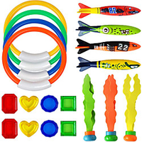 19pcs Diving Pool Toys Underwater Sinking Swimming Pool Toy for Kids Includes Diving Rings(4pcs),  Toypedo Bandits(4pcs),  Diving Balls(3pcs),  Private Treasures(8pcs) Gift Set Bundle miniinthebox