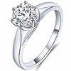 1ct 2.6mm band width f-g color classic 6-prong solitaire moissanite engagement ring with setting accents platinum plated silver for women (8)