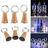 1m Cork Fairy String Lights Wine Bottle Lamp 10 LEDs SMD 0603 Cold White Festival Party Decorative Solar Powered 6pcs