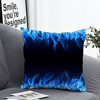 1pc Cushion Cover with Pillow Insert Double Print 38x38cm / 45x45cm Polyester Blue Fire