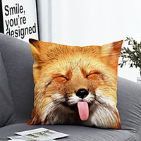 1pc Cushion Cover with Pillow Insert Double Print 38x38cm / 45x45cm Polyester Fox